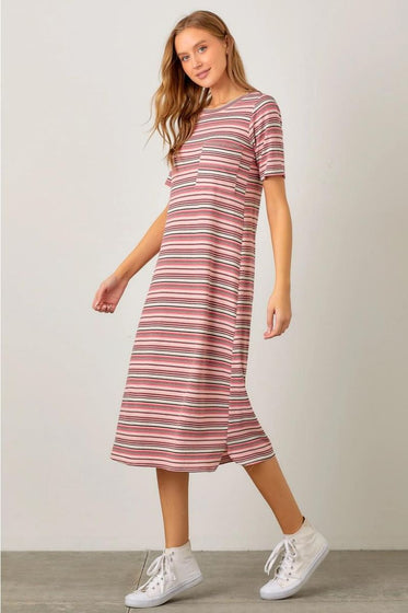 Stripe Knit Fabric T- Dress