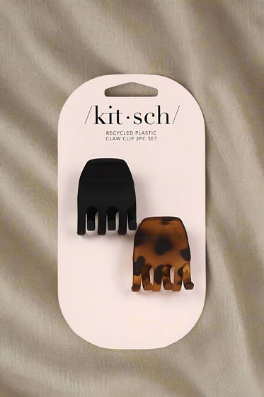 Eco-Friendly Medium Claw Clips 2pc Set - Black & Tort