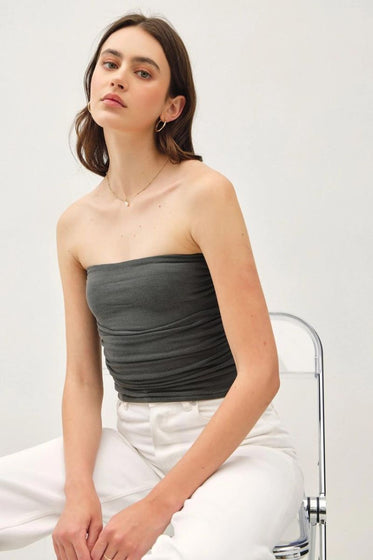 Jersey Ruched Crop Tube Top
