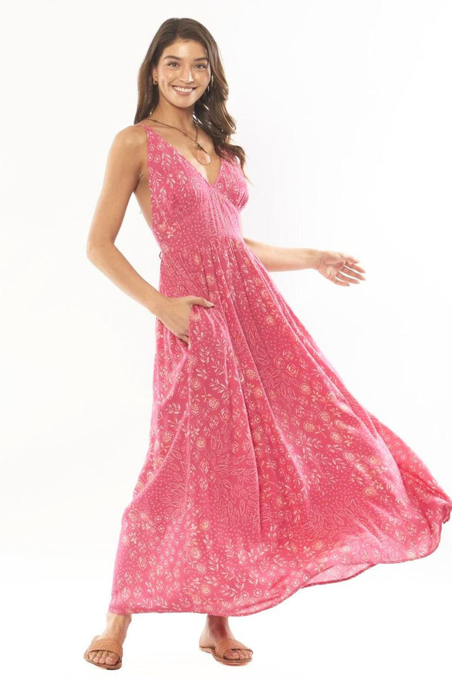 amuse society maxi dress AMUSE SOCIETY Cosi Bello Woven Maxi Dress In Pal - Pal