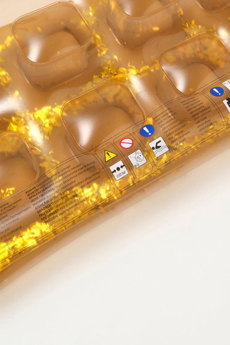 PVC Retro Lie-On Pool Float Disco Gold