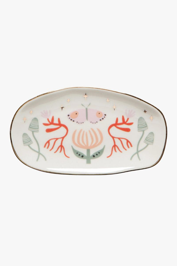 Far and Away Oval Shaped Ceramic Trinket Tray