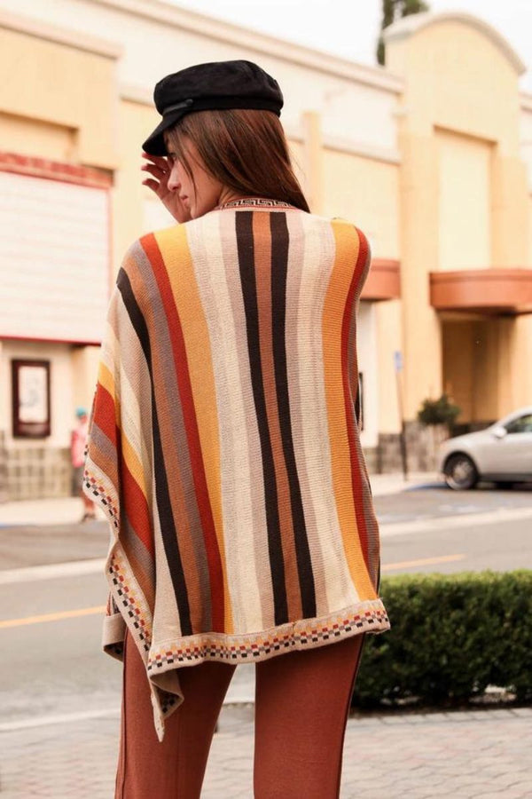 Vertical Stripe Pattern Ruana