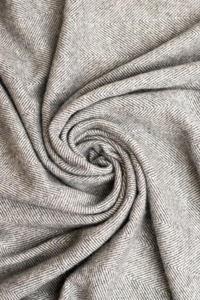 Grey Cashmere Reversible Luxury Blanket Travel Throw