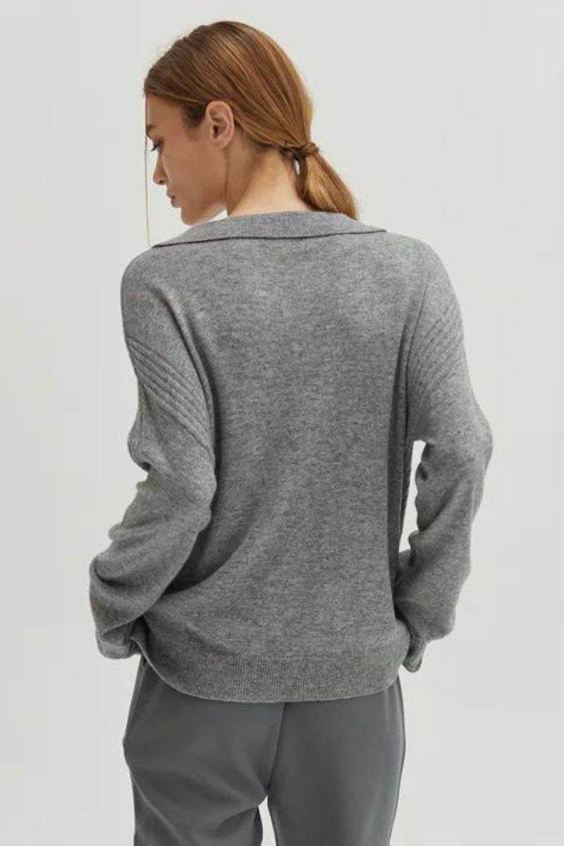 Maline Cashmere Softened Collared Sweater Top