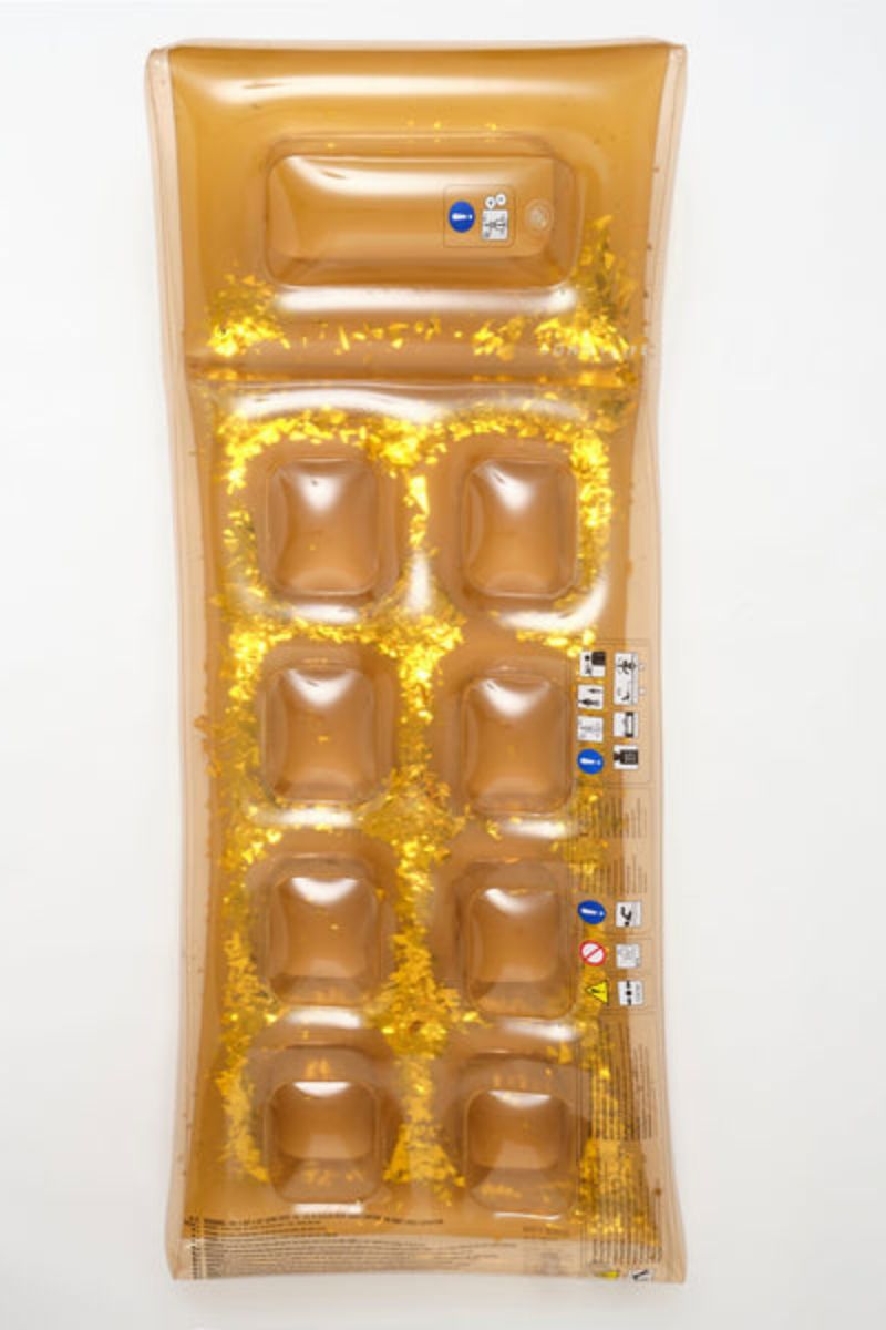 PVC Retro Lie-On Pool Float Disco Gold