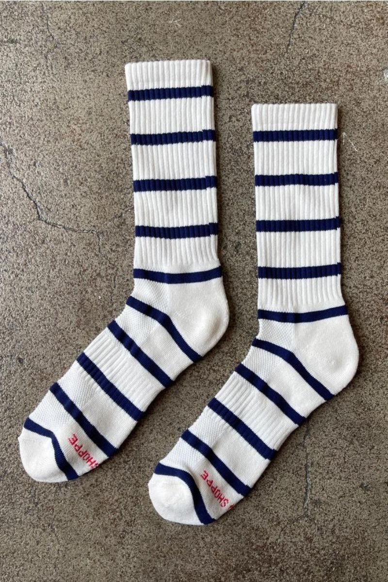 Extended Striped Boyfriend Socks