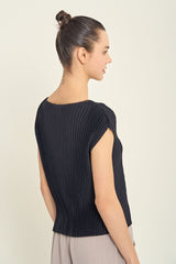 Pleated Boatneck Blouse