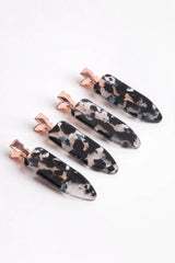 Eco-Friendly Creaseless Clips 4pc Set - Black Terrazzo