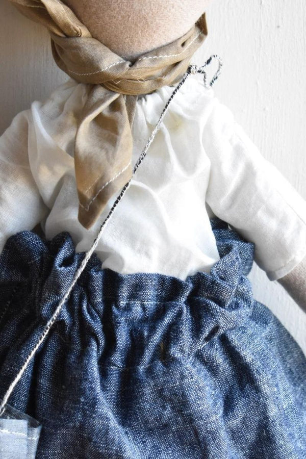 Mae The Barn Cat Doll- Chambray Skirt