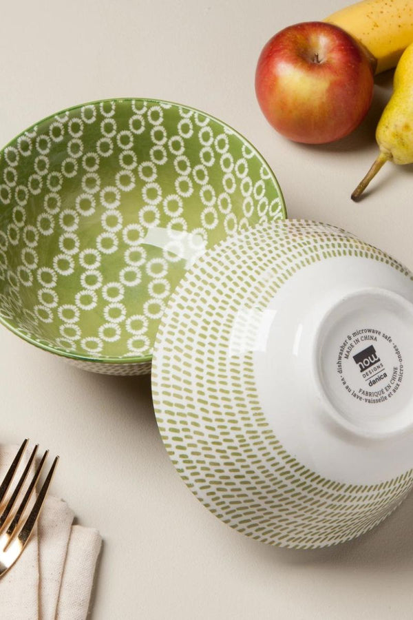 Green Ring Stamped Bowl 6 Inch