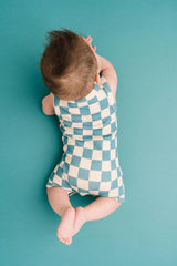 Checkered Waffle Bamboo Tank Romper