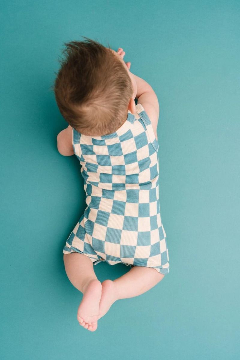 Checkered Waffle Bamboo Tank Romper