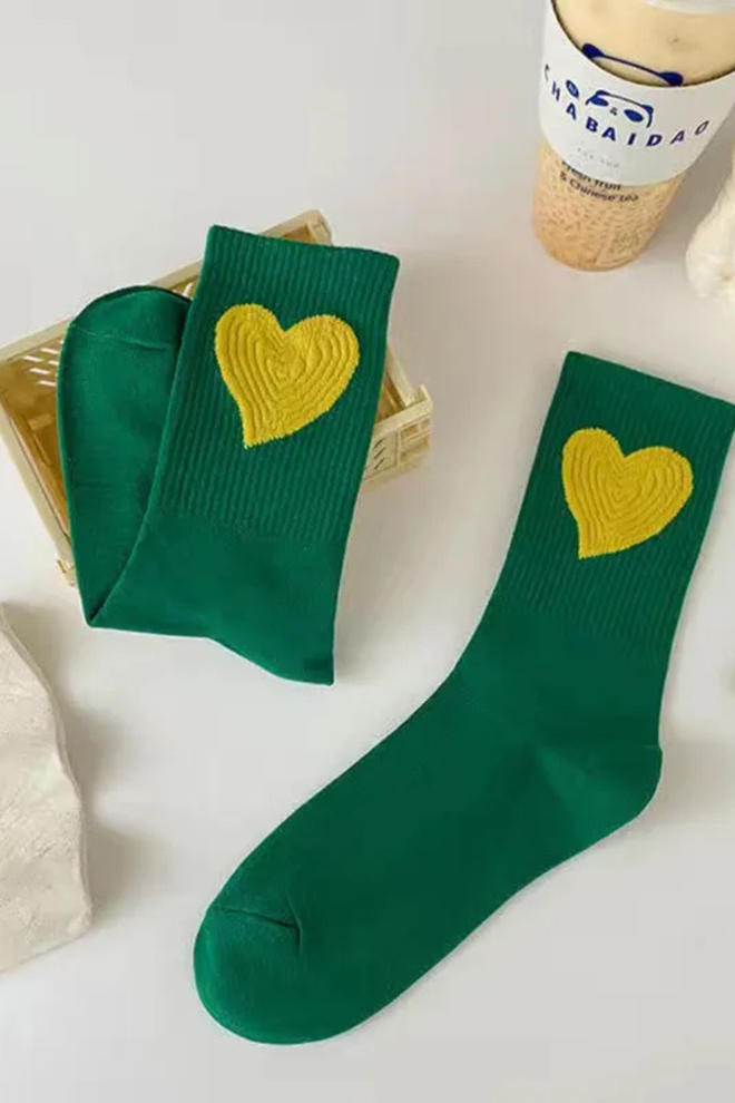 Embroidered Heart Sock