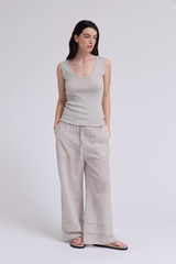 Striped Drawstring Waistband Pants