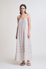 Stripe Pleat Tuck Dress