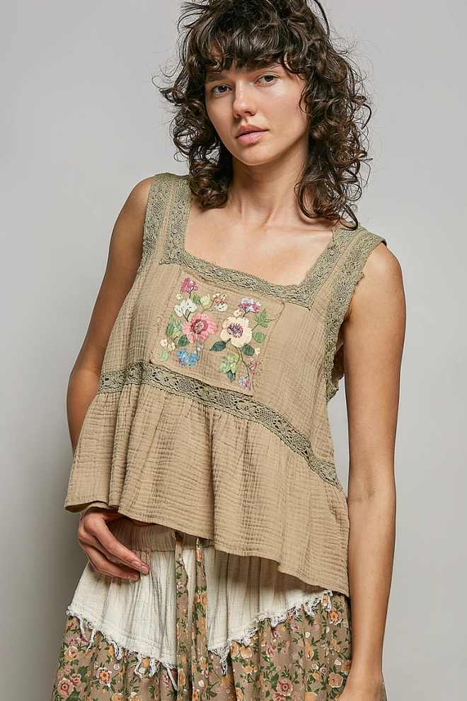 Gauze Floral Tank