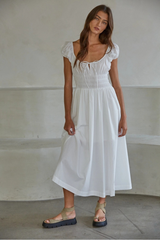 Woven Smocked Midi Dress