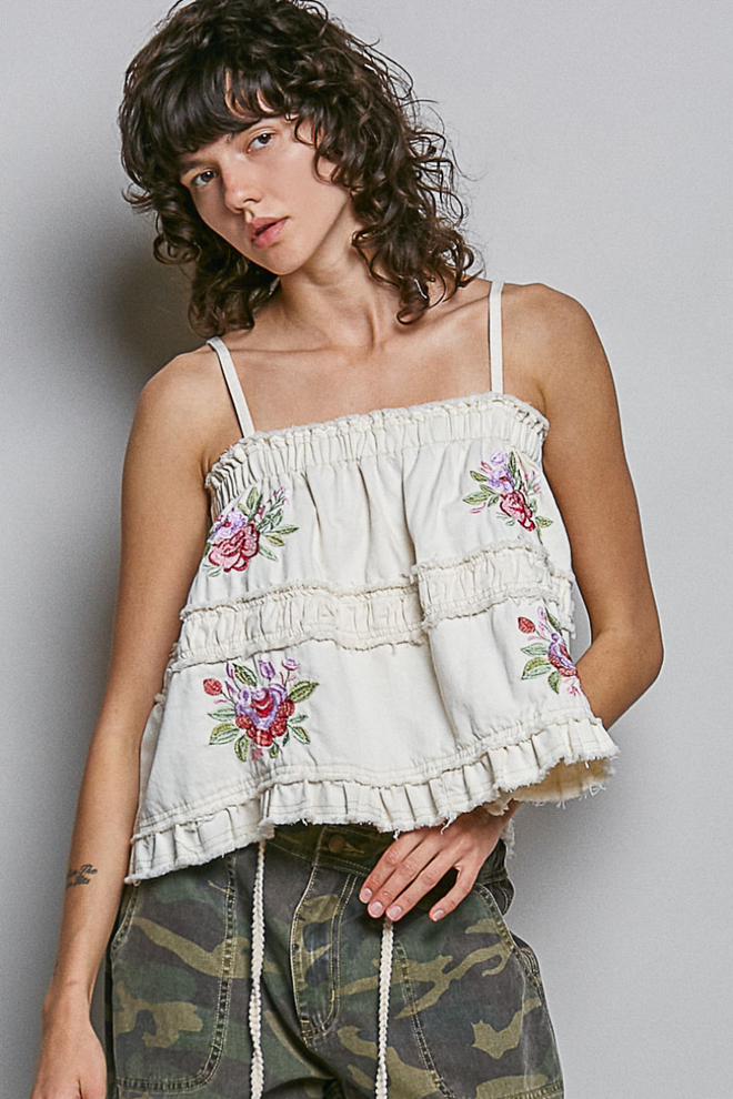 Floral Embroidered Tank