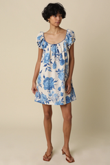 Aveline Blue Bloom Babydoll Mini Dress