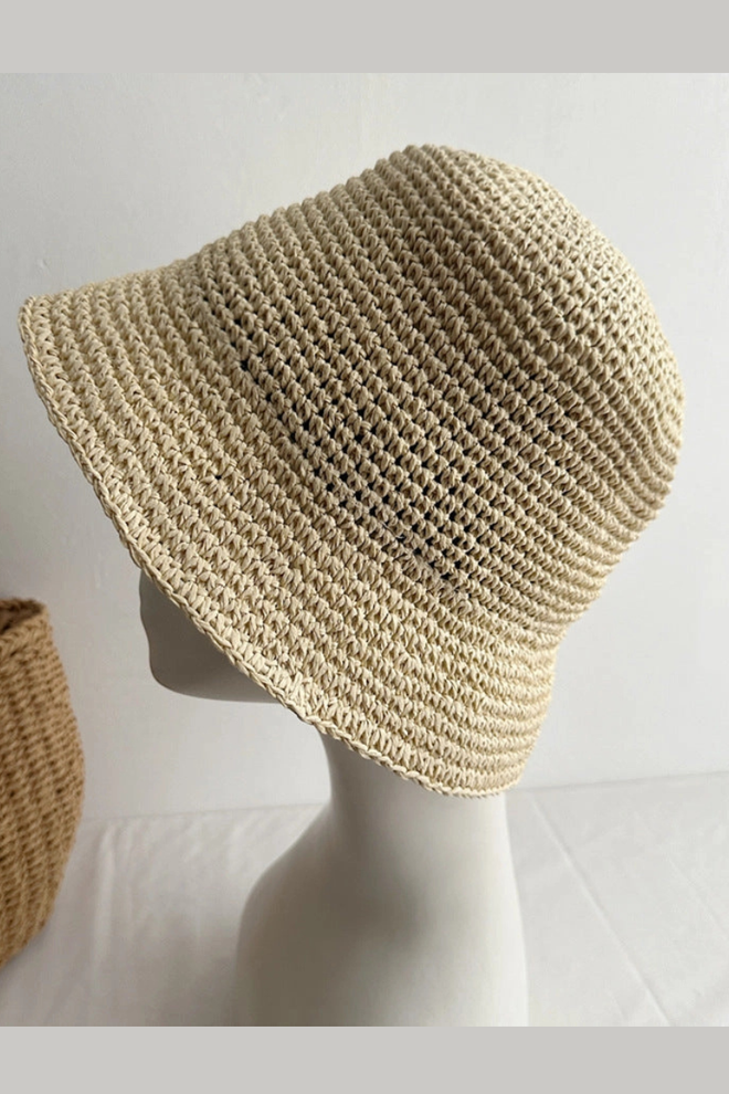 Minimalist Foldable Raffia Straw Bucket Hat