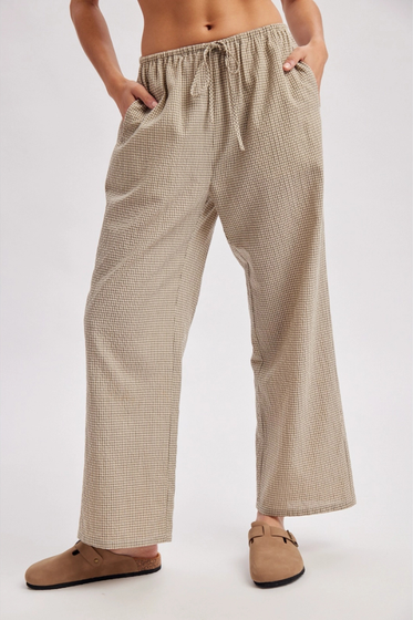 Mini Plaid Woven Drawstring Pants