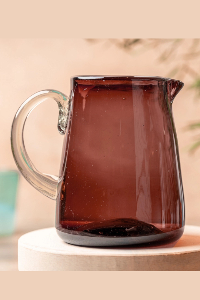 Handblown Glass Pitcher Tamarind