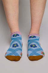 Floral Ankle Textured Wave Contrast Vintage Socks