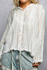 Embroidery Button Down Hoodie