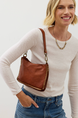 Italian Washed Leather Studded Bag