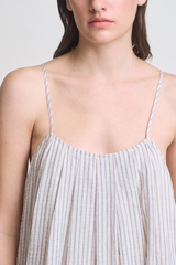 Stripe Pleat Tuck Dress