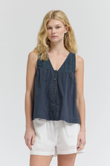V-Neck Eyelet Tank Vintage Inspo