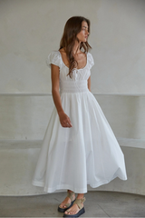 Woven Smocked Midi Dress