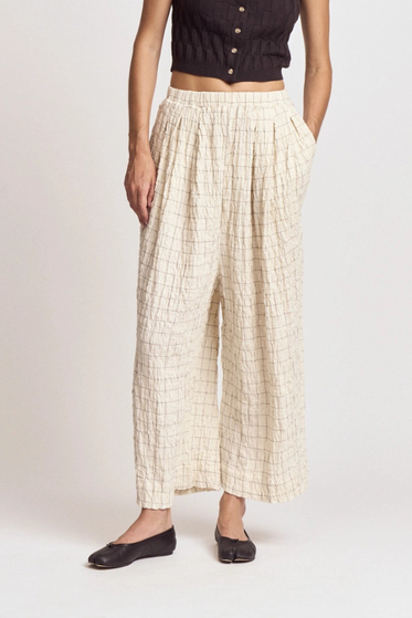 Check Print Gauze Pants