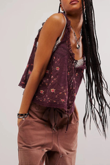 Lace Trim Button Tank