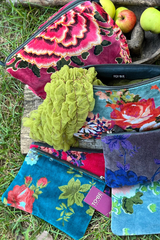 Napoli Velvet Pouch Peonies Yellow