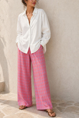 Relaxed Checkered Wide-Leg Pants