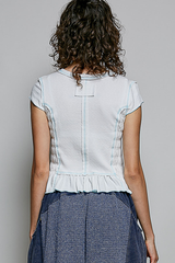 Gathered Hem Smocking Short Top