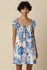 Aveline Blue Bloom Babydoll Mini Dress