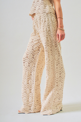 Natural Crochet Wide-Leg Pants