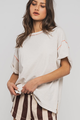 Contrast Stitch Mineral Wash Spring Oversized Tee