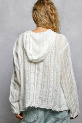 Embroidery Button Down Hoodie