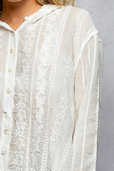 Embroidery Button Down Hoodie