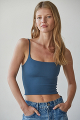 Knit Striped Seamless Cami Strap Reversible Top