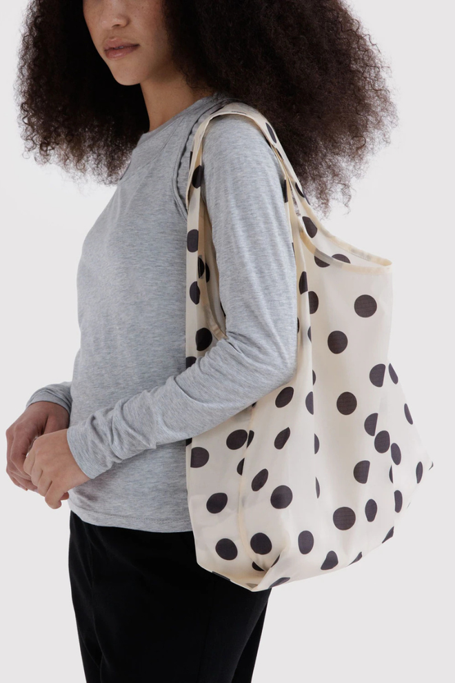 Standard Baggu - Cream and Black Polka Dot