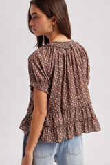 Tie Neck Floral Blouse