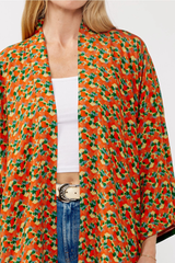 Teal Floral Kimono