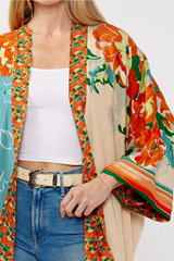 Teal Floral Kimono