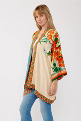 Teal Floral Kimono