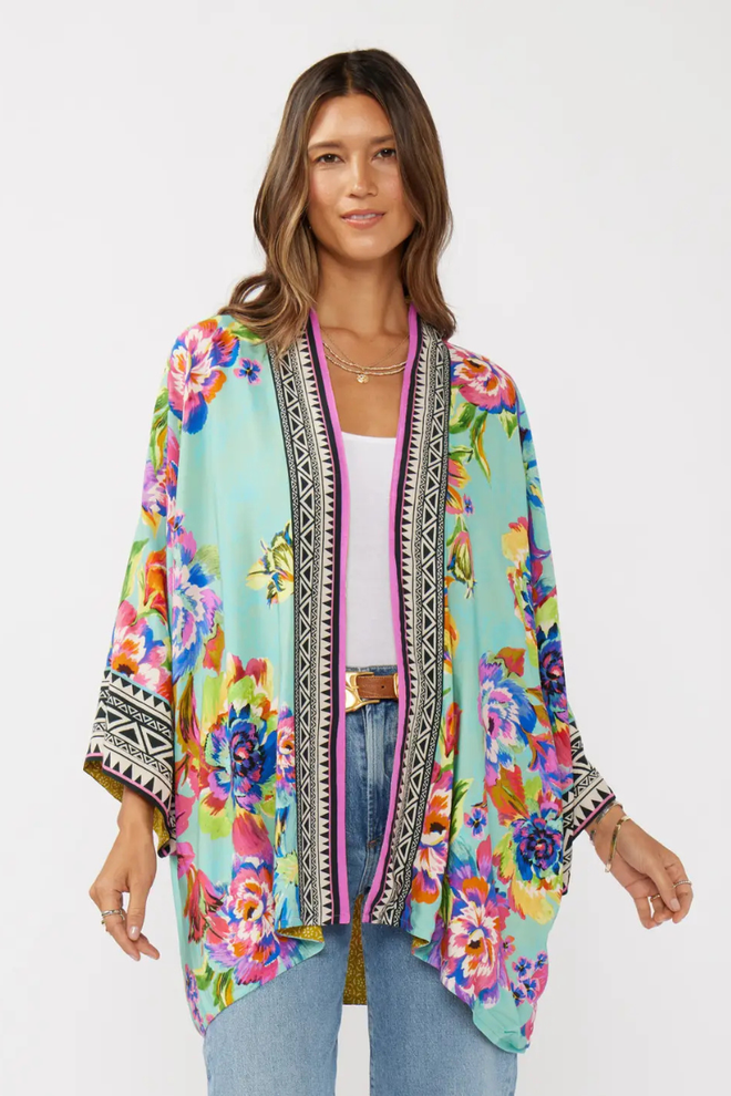 Aqua Floral Kimono